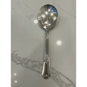 Vtg WM Rogers IS Silver Plate 9” Serving Spoon Intricate Handle Details